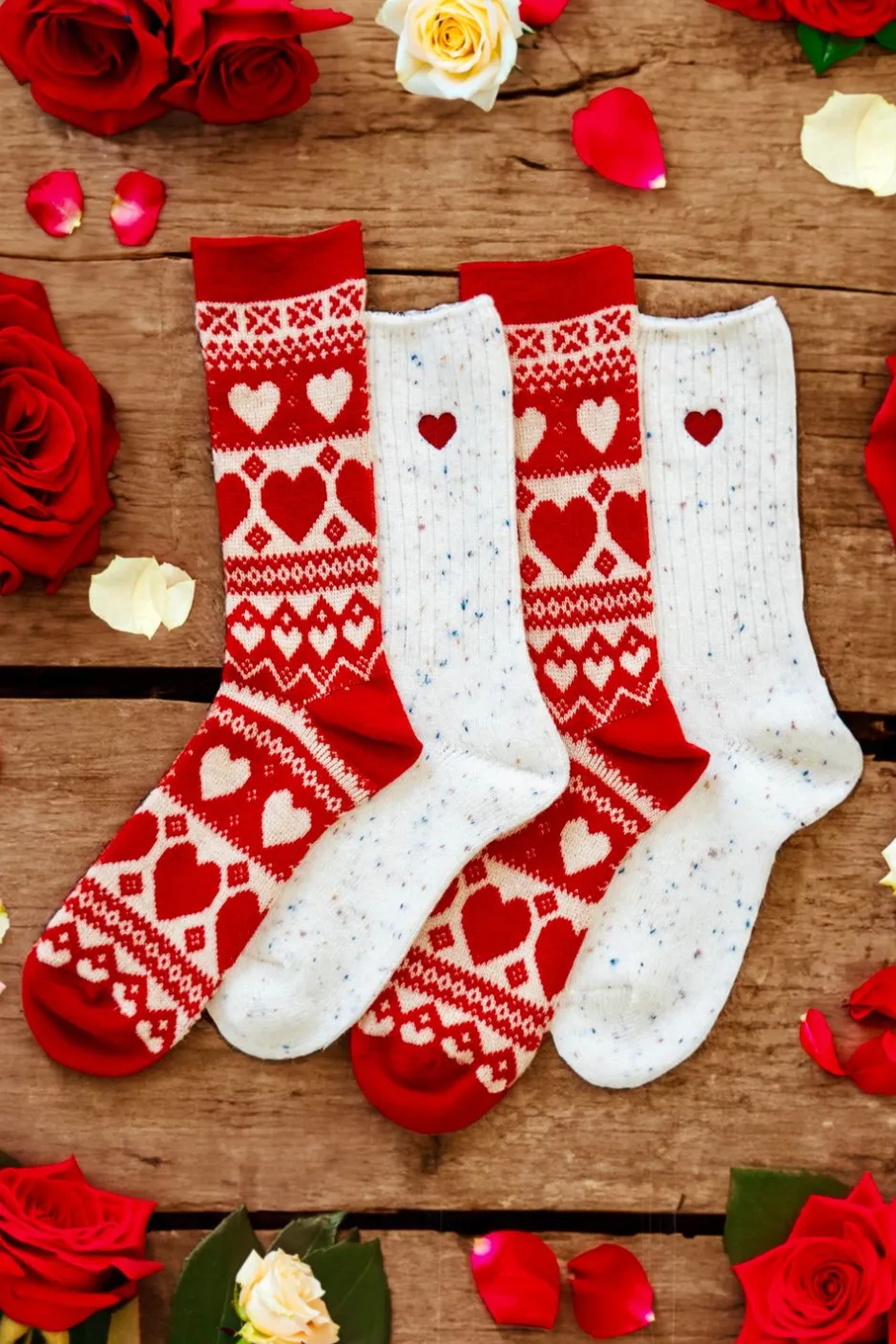 Socks^Kiel James Patrick Cream Heart Donegal Socks