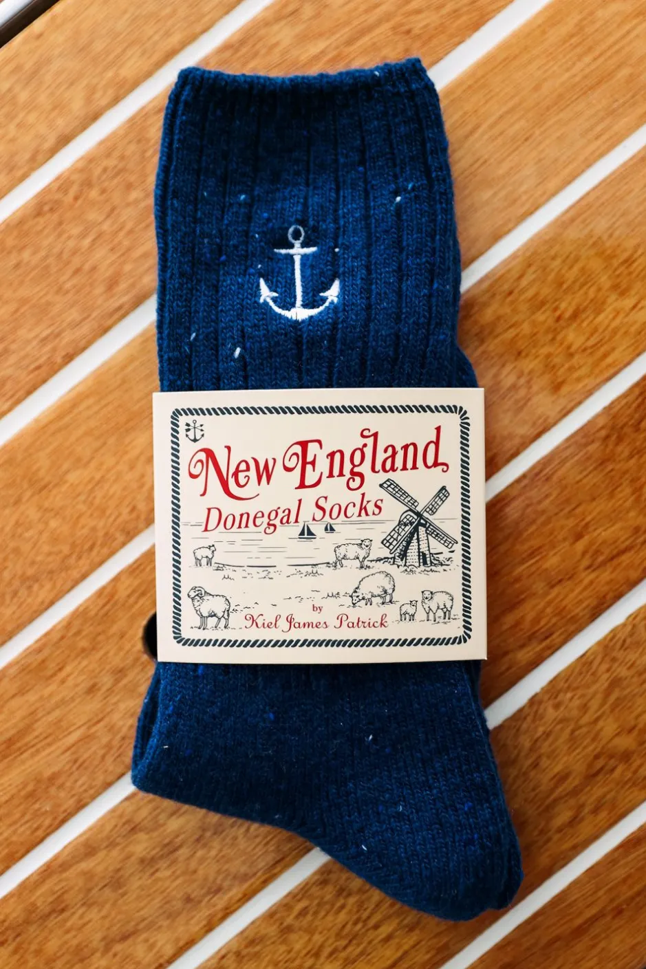 Socks^Kiel James Patrick Navy Anchor Donegal Socks