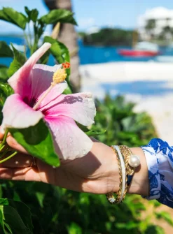 Leather Bracelets^Kiel James Patrick Pearl Knot Gold