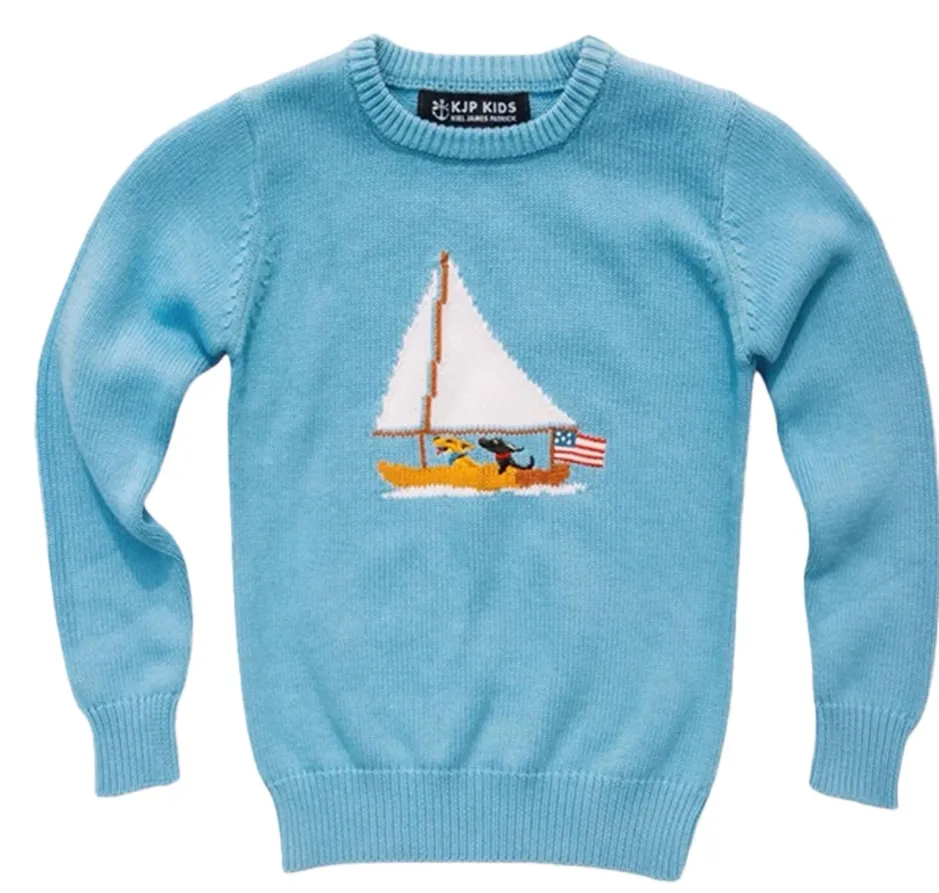 Sweaters^Kiel James Patrick Ruff Day At Sea Kids Sweater- Light Blue